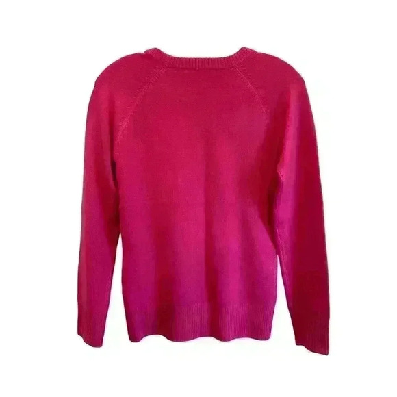 FRENCH CONNECTION BABY SOFT RAGLAN KNIT SWEATER BRIGHT PINK SIZE M - Picture 4 of 6
